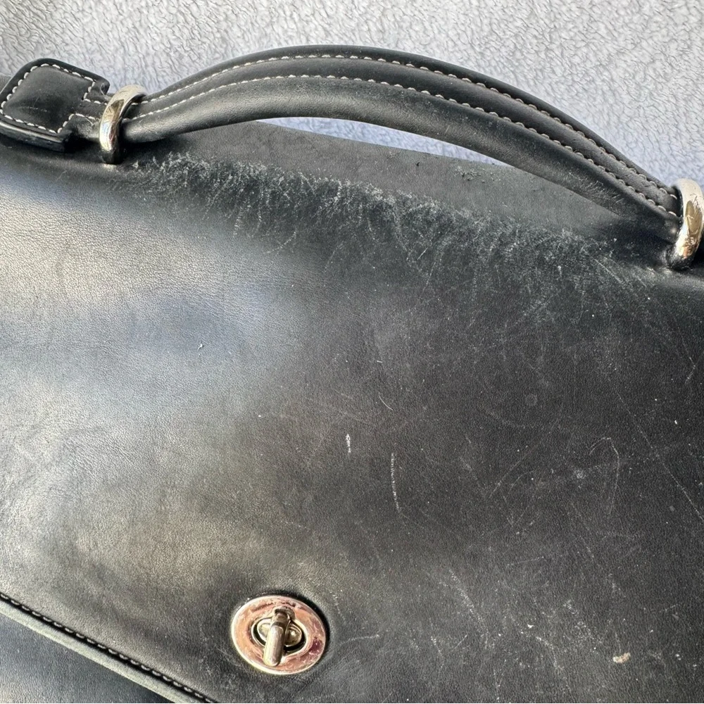 Vintage COACH Morgan Messenger Bag Black Leather Briefcase Travel Laptop 6457 - Picture 2 of 12
